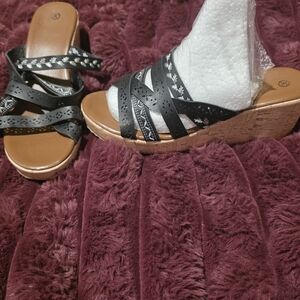 Black Wedge Sandals